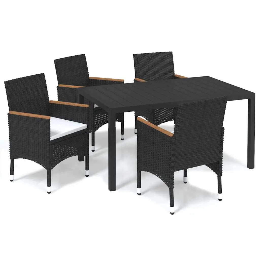 Garden Dining Set 5 Piece Outdoor Patio Furniture Poly Rattan with Cushions