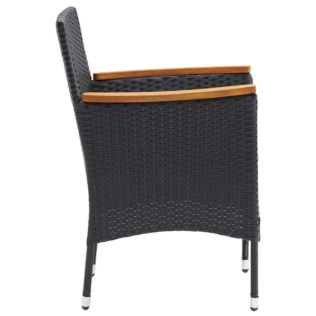 9 Piece Garden Dining Set Black Outdoor Patio Furniture with Cushions PE Rattan WPC Table