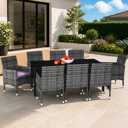 Compact 9-Piece Outdoor Dining Set: Stylish and Durable