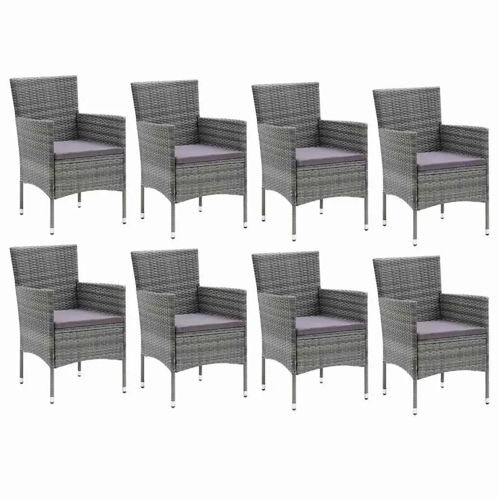 Garden Dining Set 9 Piece Outdoor Patio Furniture Poly Rattan Grey Cushions