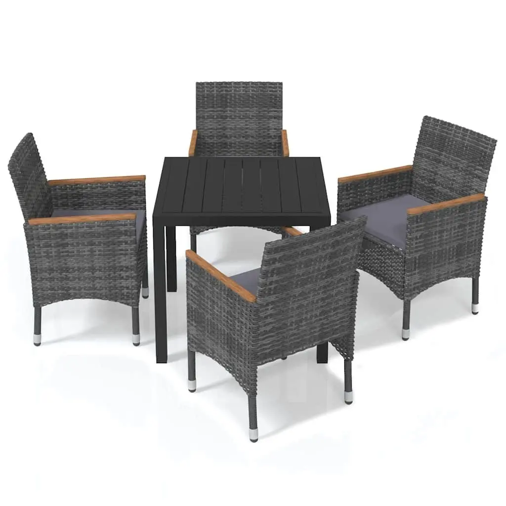 Garden Dining Set Grey 5 Piece Outdoor Patio Furniture Rattan Chairs Table