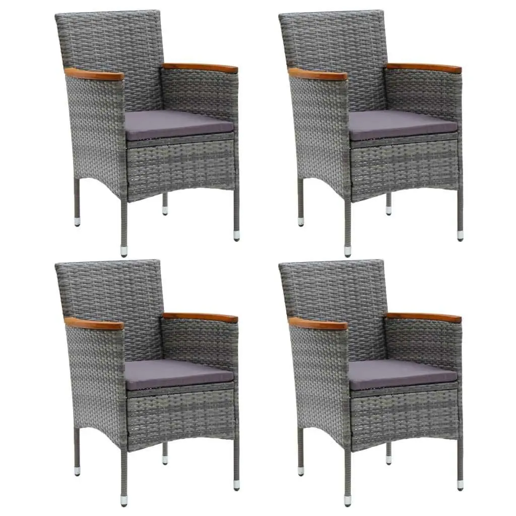 Garden Dining Set Grey 5 Piece Outdoor Patio Furniture Rattan Chairs Table
