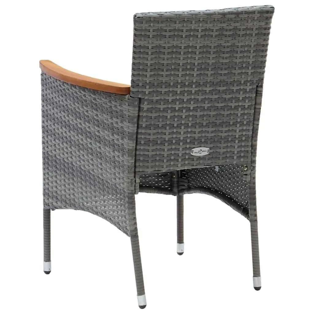 Garden Dining Set Grey 5 Piece Outdoor Patio Furniture Rattan Chairs Table