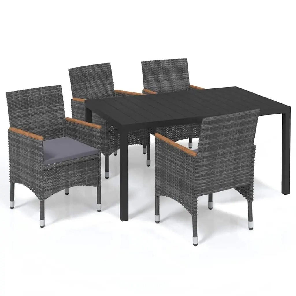 Garden Dining Set Grey 5 Piece Outdoor Patio Furniture PE Rattan Cushions Table