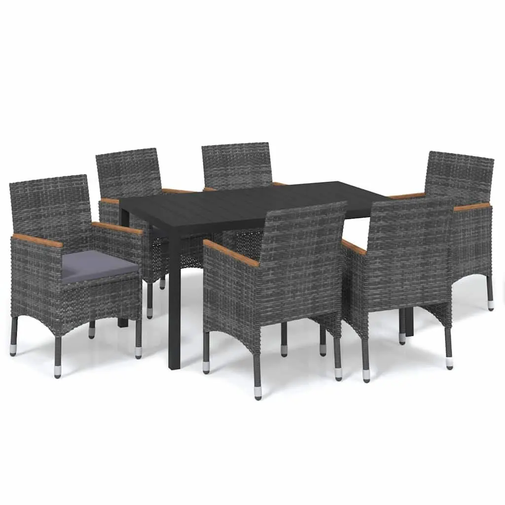 Garden Dining Set 7 Piece Outdoor Furniture Poly Rattan Cushions Patio Table