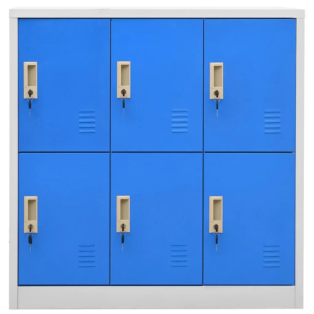 Storage Locker Cabinets Light Grey Blue 2 Piece Lockable Steel Organization