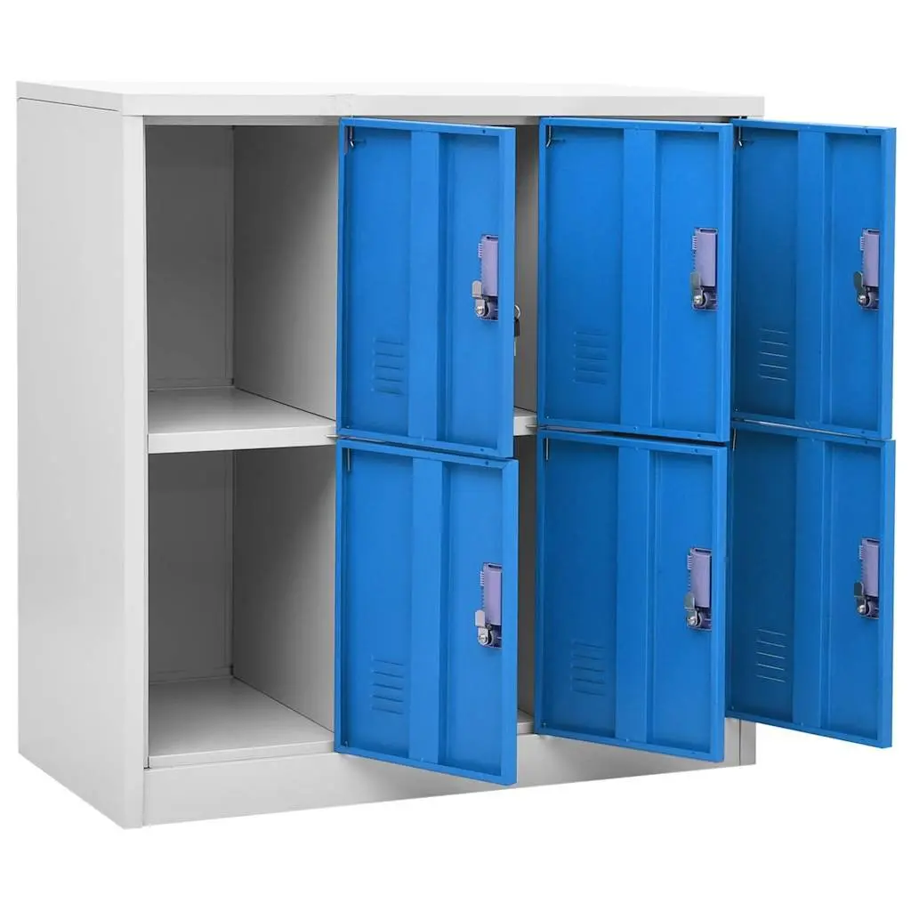 Storage Locker Cabinets Light Grey Blue 2 Piece Lockable Steel Organization