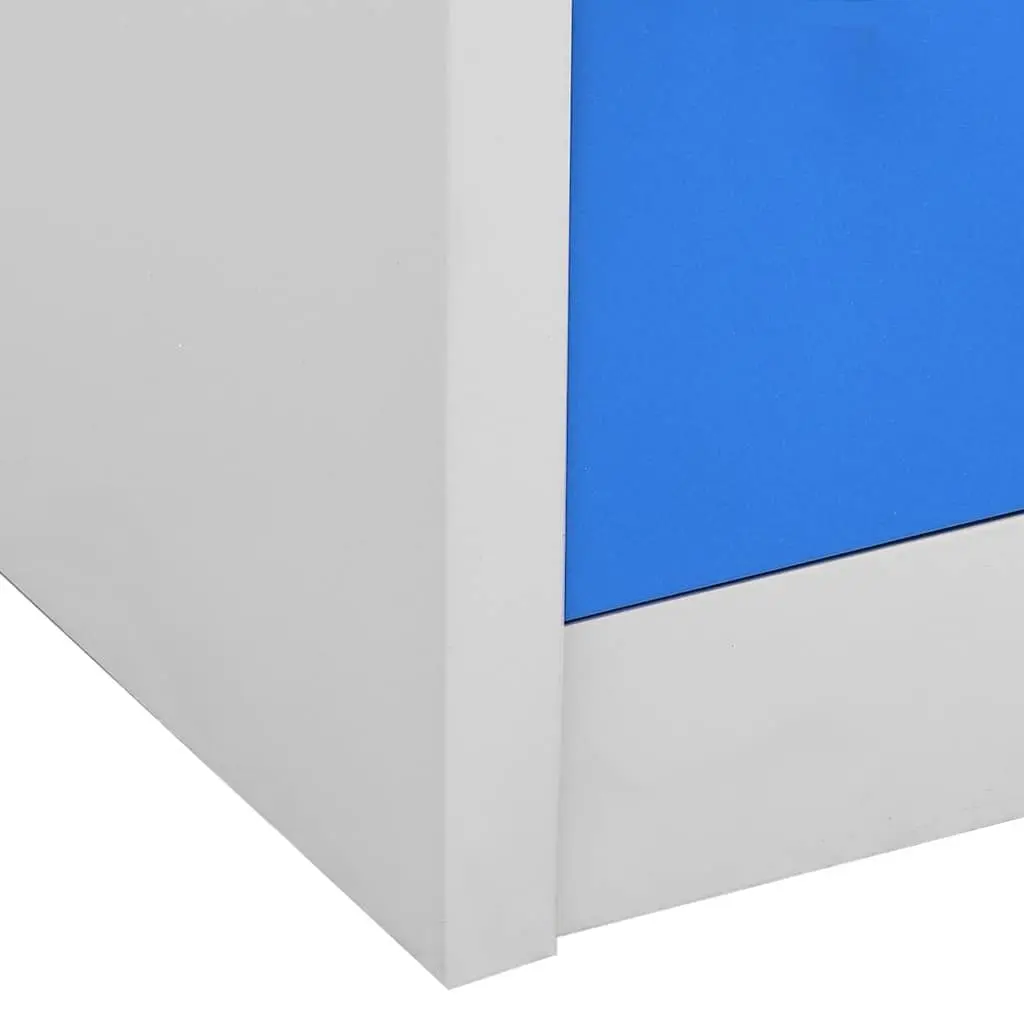 Locker Cabinet Set Light Grey and Blue 5 Piece Steel Lockable Storage Organiser