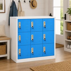 Storage Locker Cabinet Set 2 pcs Steel Lockable Organiser Bedroom Office School