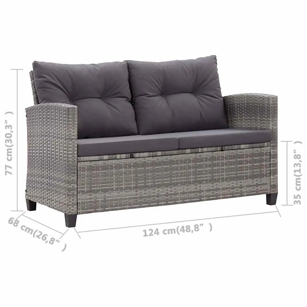 Garden Dining Set 3 Piece Outdoor Patio Furniture Poly Rattan Steel Frame Grey