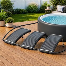 Solar Pool Heater Panels Set 3 Curved 110x65cm Above Ground Pool Heating System