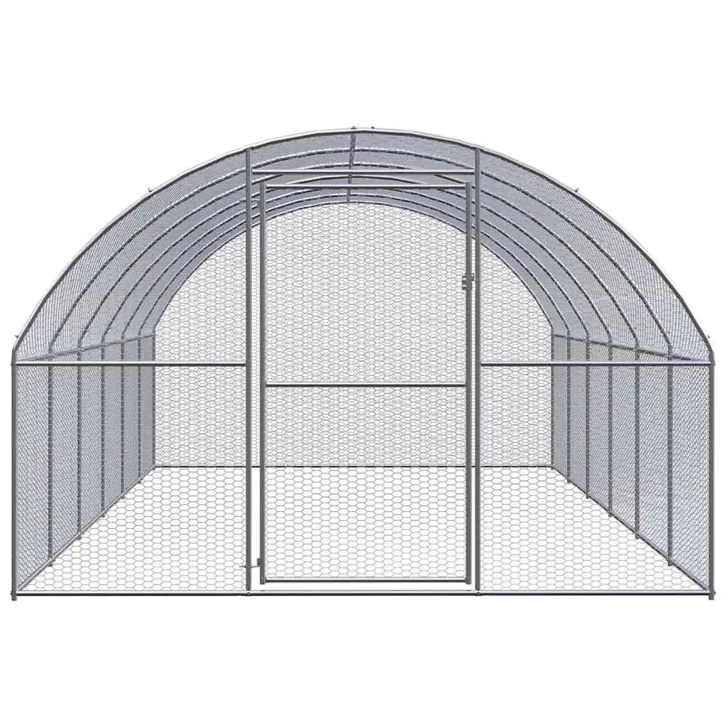 Outdoor Chicken Coop Silver 3x6x2 m Galvanised Steel Enclosure Run