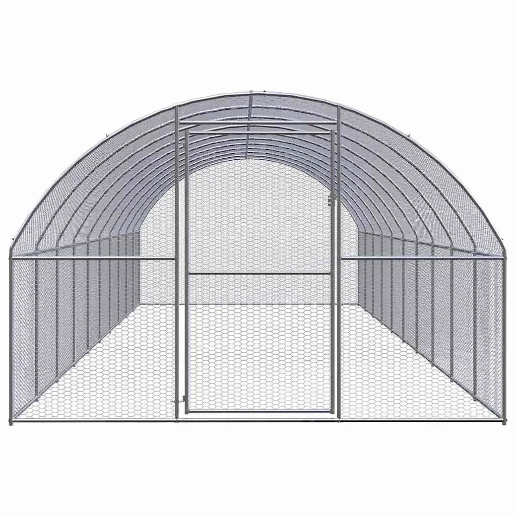 Outdoor Chicken Coop Silver 3x10x2 m Galvanised Steel Enclosure Run