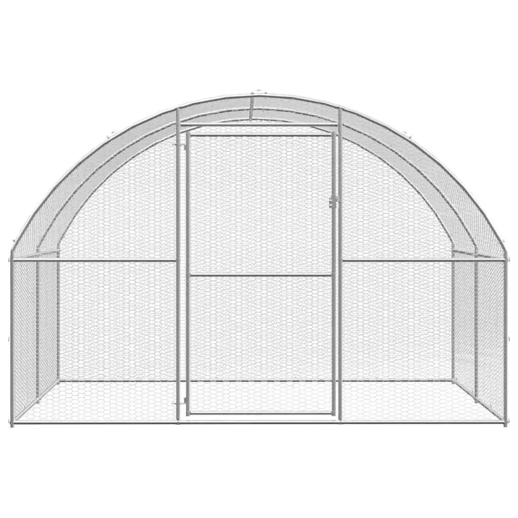 Outdoor Chicken Coop Silver 3x10x2 m Galvanised Steel Enclosure Run