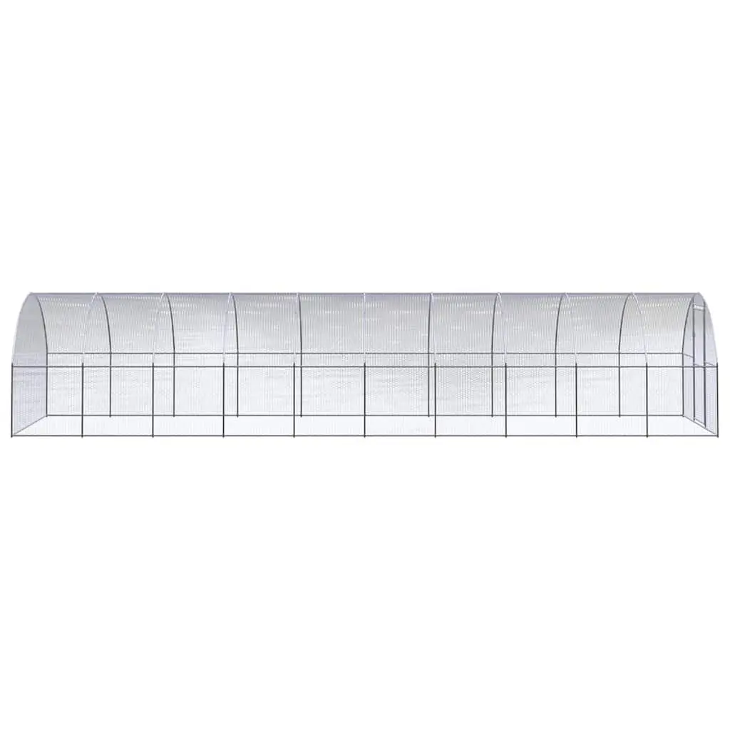 Outdoor Chicken Coop Silver 3x10x2 m Galvanised Steel Enclosure Run