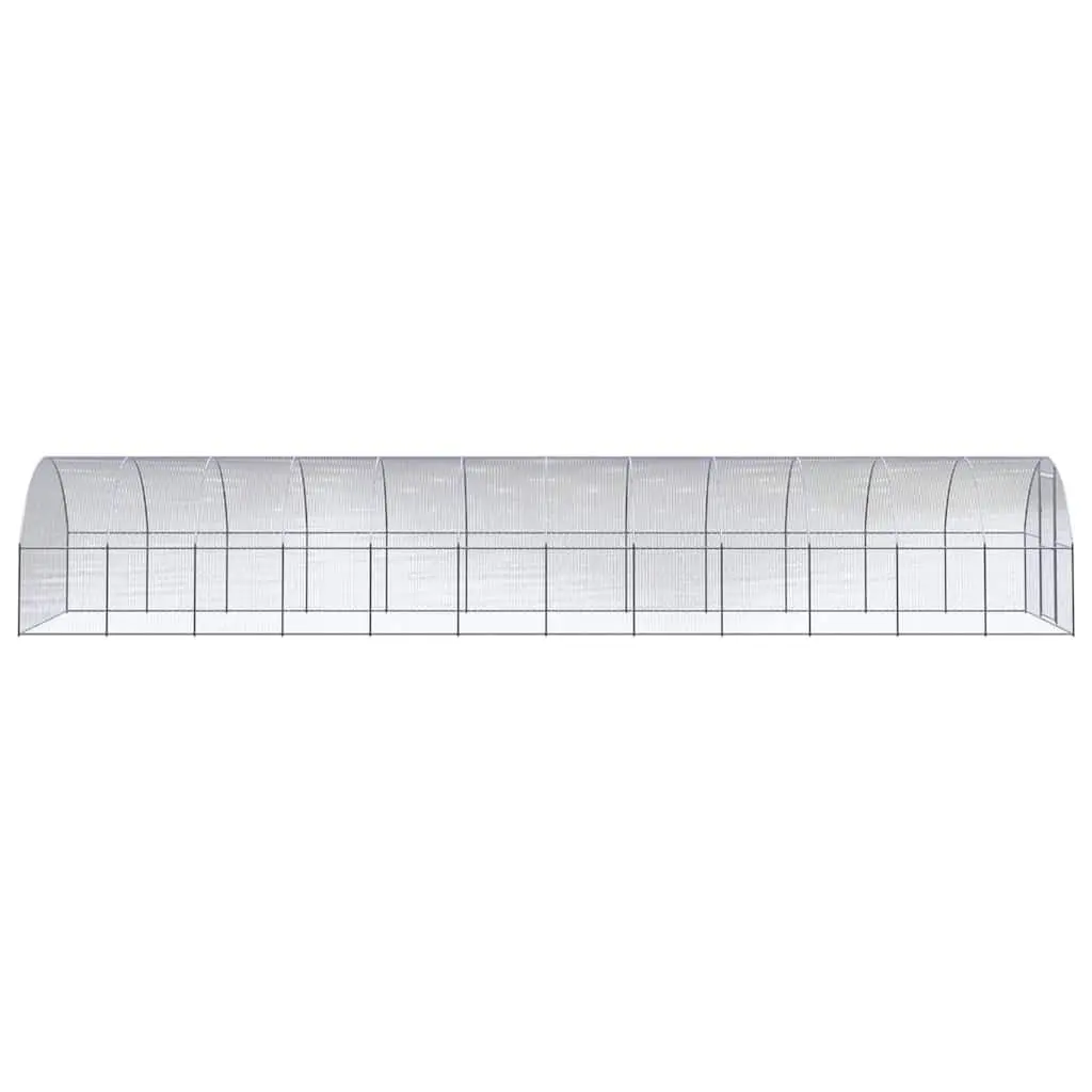 Outdoor Chicken Coop Silver 3x12x2m Galvanised Steel Enclosure Run