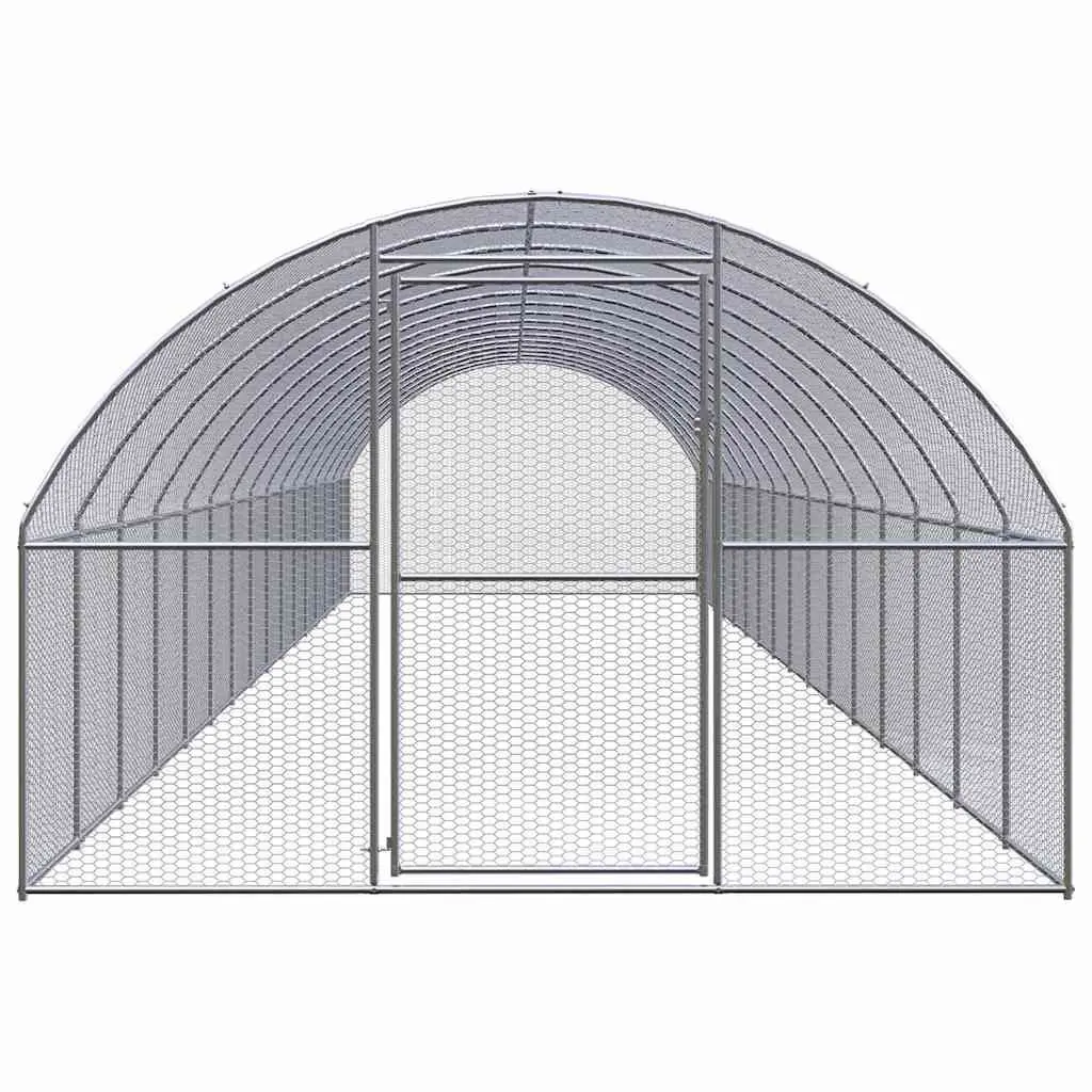 Outdoor Chicken Coop Silver 3x16x2m Galvanised Steel Poultry Enclosure Run Cage