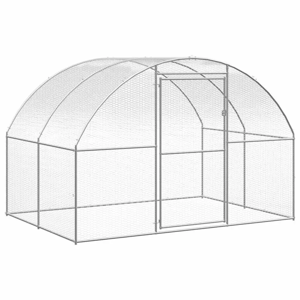 Outdoor Chicken Coop Silver 3x16x2m Galvanised Steel Poultry Enclosure Run Cage