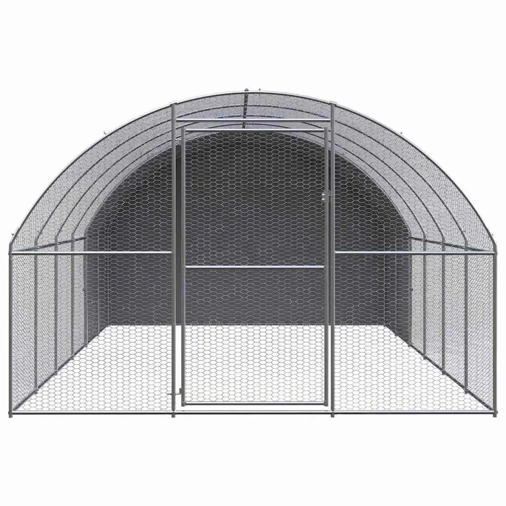 Outdoor Chicken Coop Silver 3x6x2m Galvanised Steel Poultry Enclosure Run