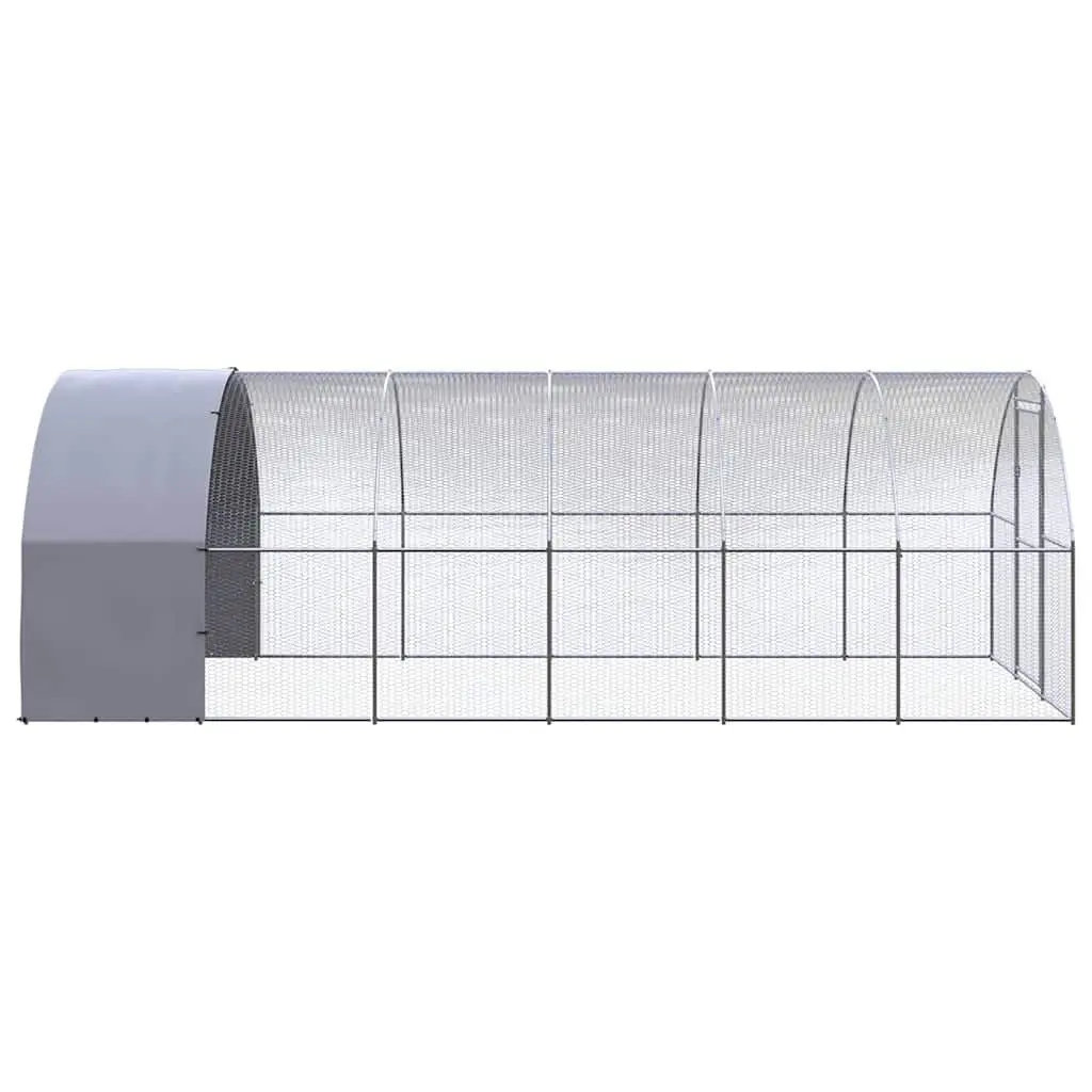 Outdoor Chicken Coop Silver 3x6x2m Galvanised Steel Poultry Enclosure Run