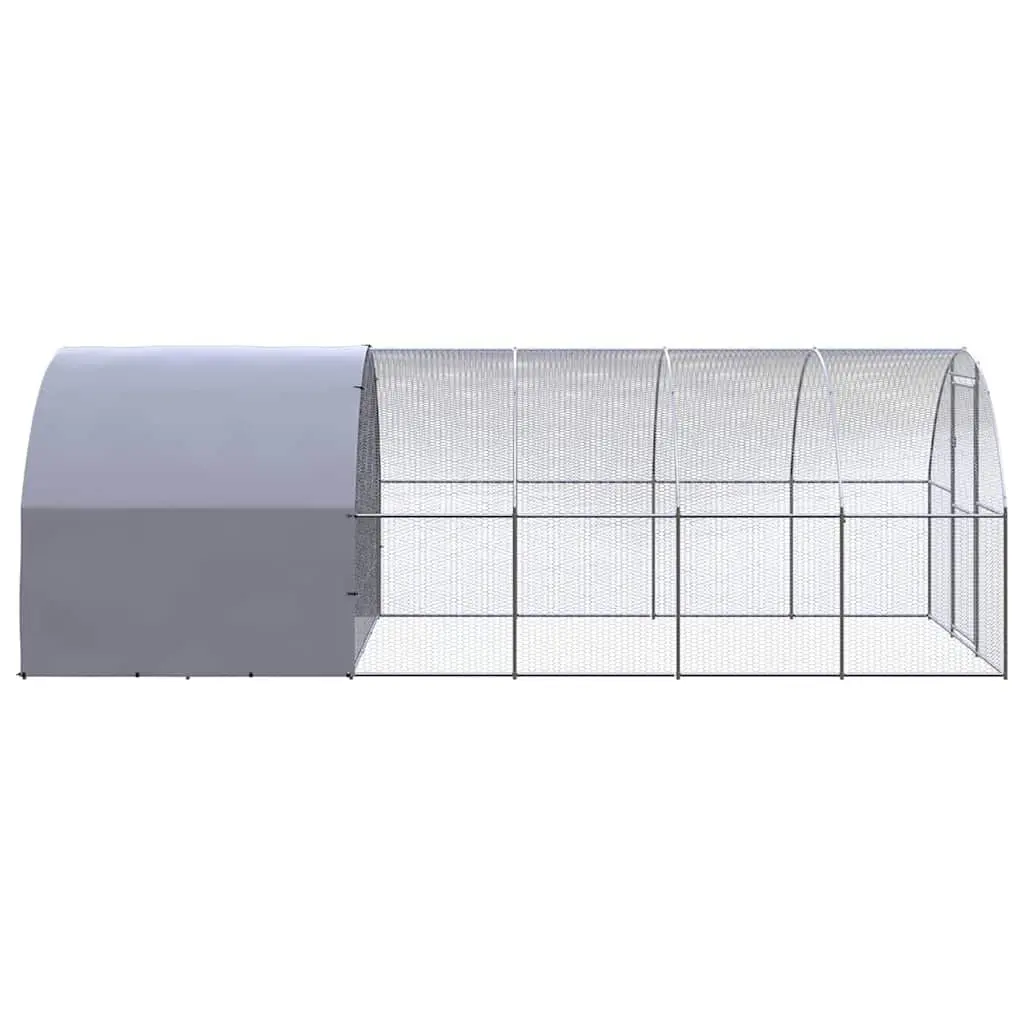 Outdoor Chicken Coop Silver 3x6x2m Galvanised Steel Poultry Enclosure Run