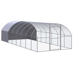 Outdoor Chicken Coop 3x8x2m Galvanised Steel Enclosure Run Housing for Poultry