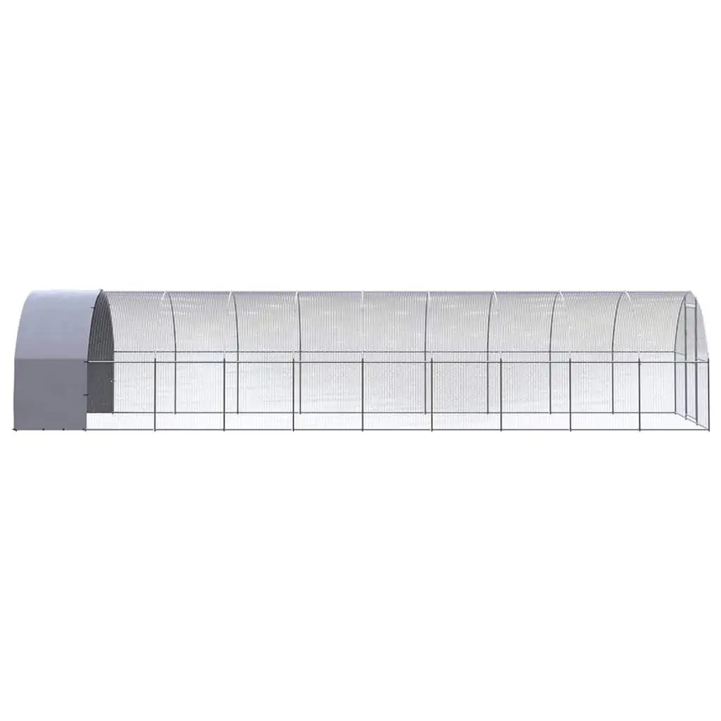 Outdoor Chicken Coop Silver 3x10x2m Galvanised Steel Poultry Run Enclosure