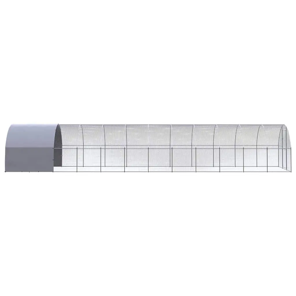 Outdoor Chicken Coop Silver 3x12x2m Galvanised Steel Enclosure Run