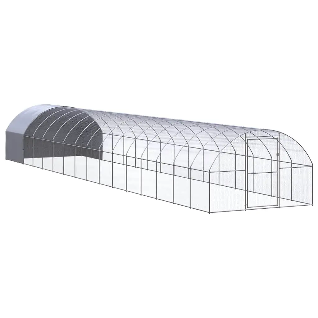 Outdoor Chicken Coop Silver 3x16x2m Galvanised Steel Wire Mesh Poultry Run Enclosure