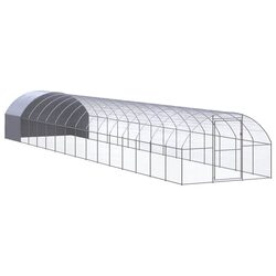 Outdoor Chicken Coop 3x16x2m Galvanised Steel Wire Mesh Poultry Run Enclosure