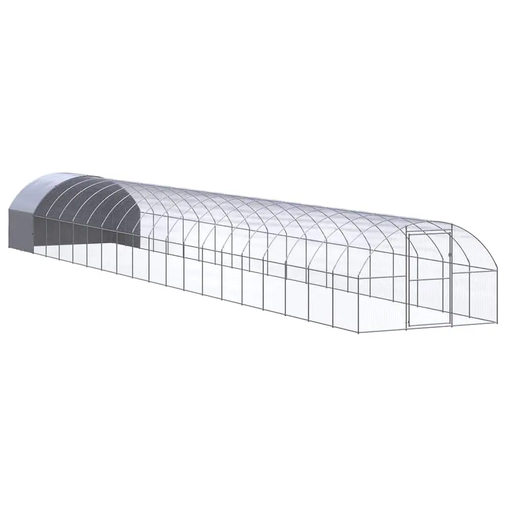 Outdoor Chicken Coop Silver 3x20x2m Galvanised Steel Poultry Run Enclosure
