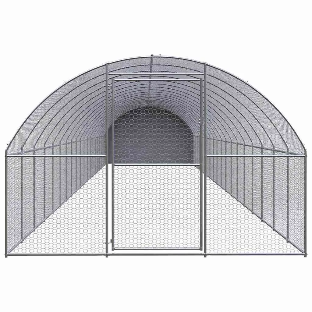 Outdoor Chicken Coop Silver 3x20x2m Galvanised Steel Poultry Run Enclosure