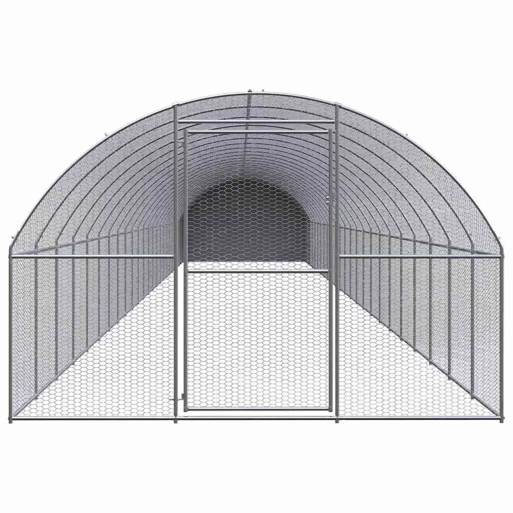 Outdoor Chicken Coop Silver 3x24x2m Galvanised Steel Poultry Run Enclosure