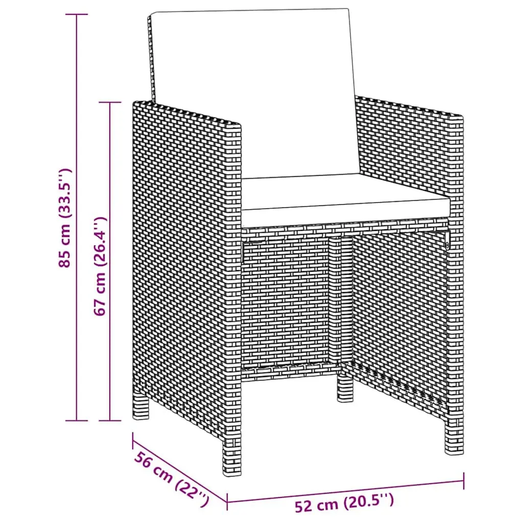 Outdoor Dining Set Black 3 Piece Garden Furniture Weather-Resistant PE Rattan Glass Table Chairs