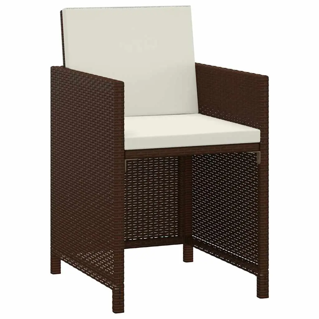 3 Piece Garden Dining Set Brown Outdoor Table Chairs with Cushions Weather-resistant PE Rattan
