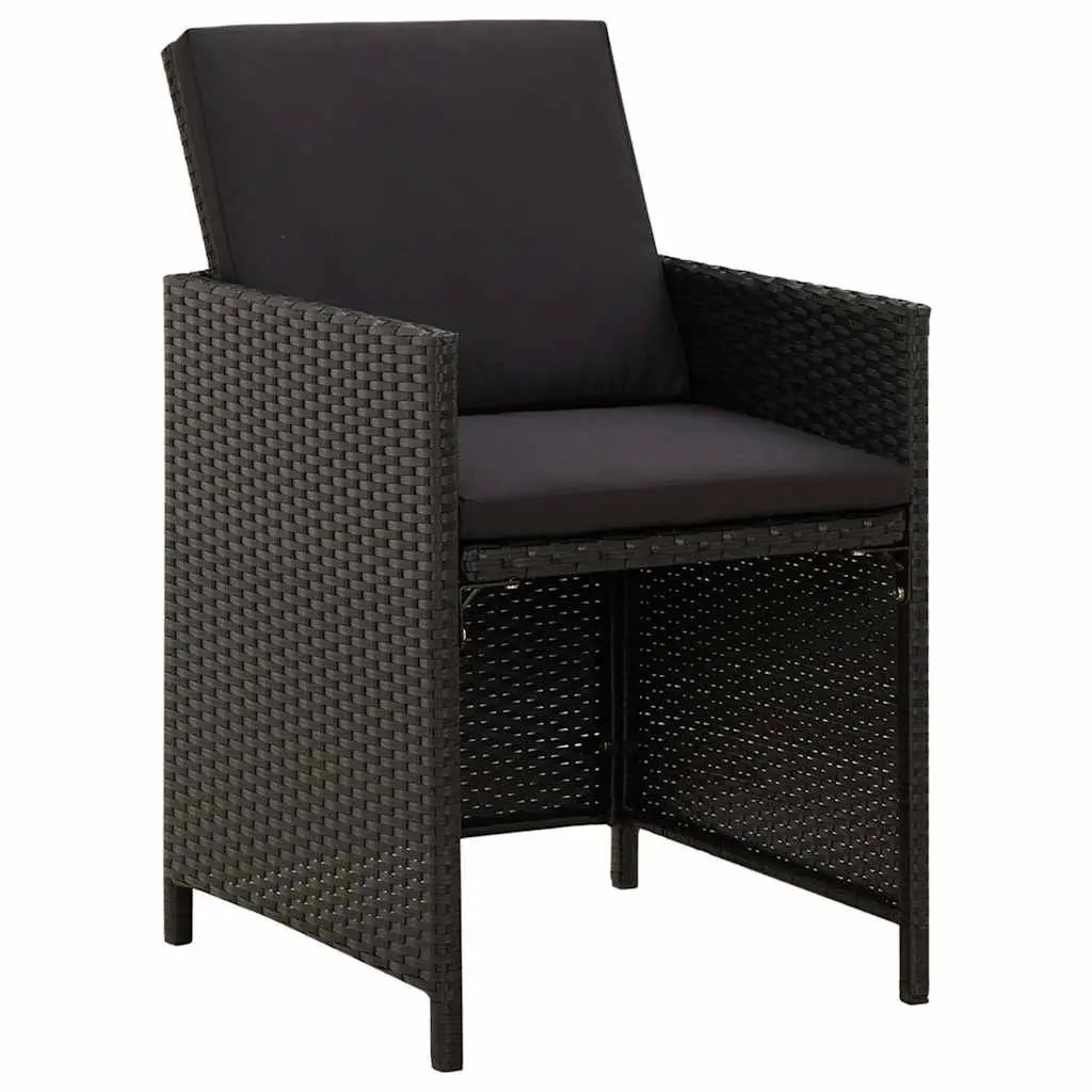 5 Piece Outdoor Dining Set Garden Furniture PE Rattan Black with Cushions