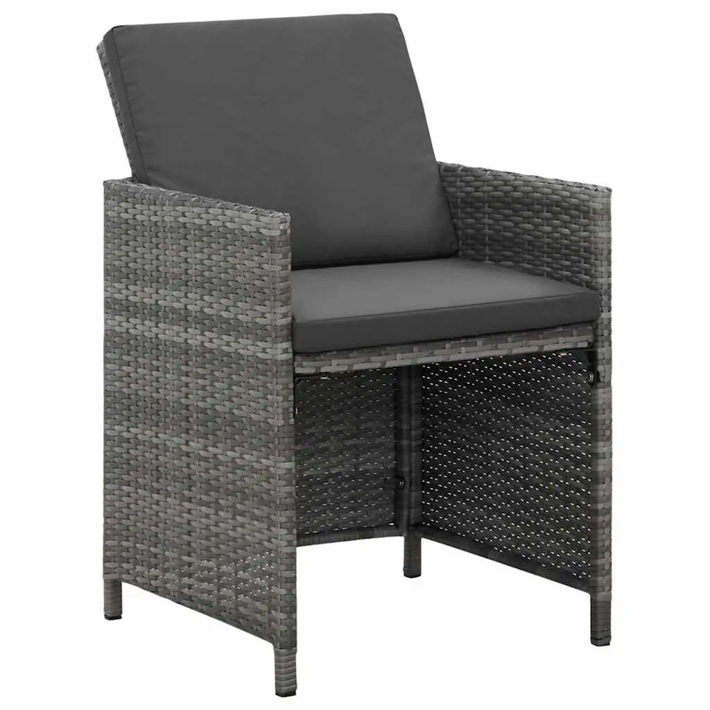 Garden Dining Set Grey 9 Piece Outdoor Furniture PE Rattan with Cushions