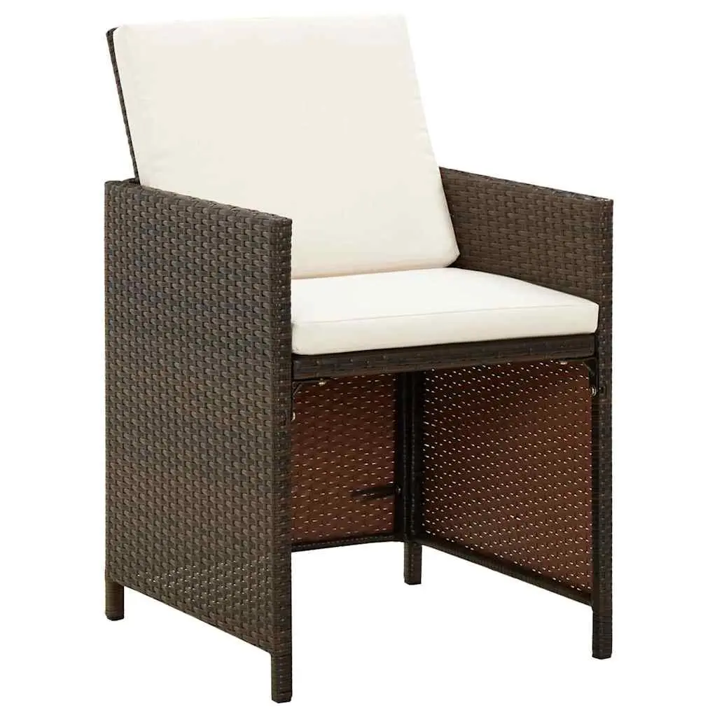 Garden Dining Set Brown 5 Piece Outdoor Patio Furniture PE Rattan with Cushions