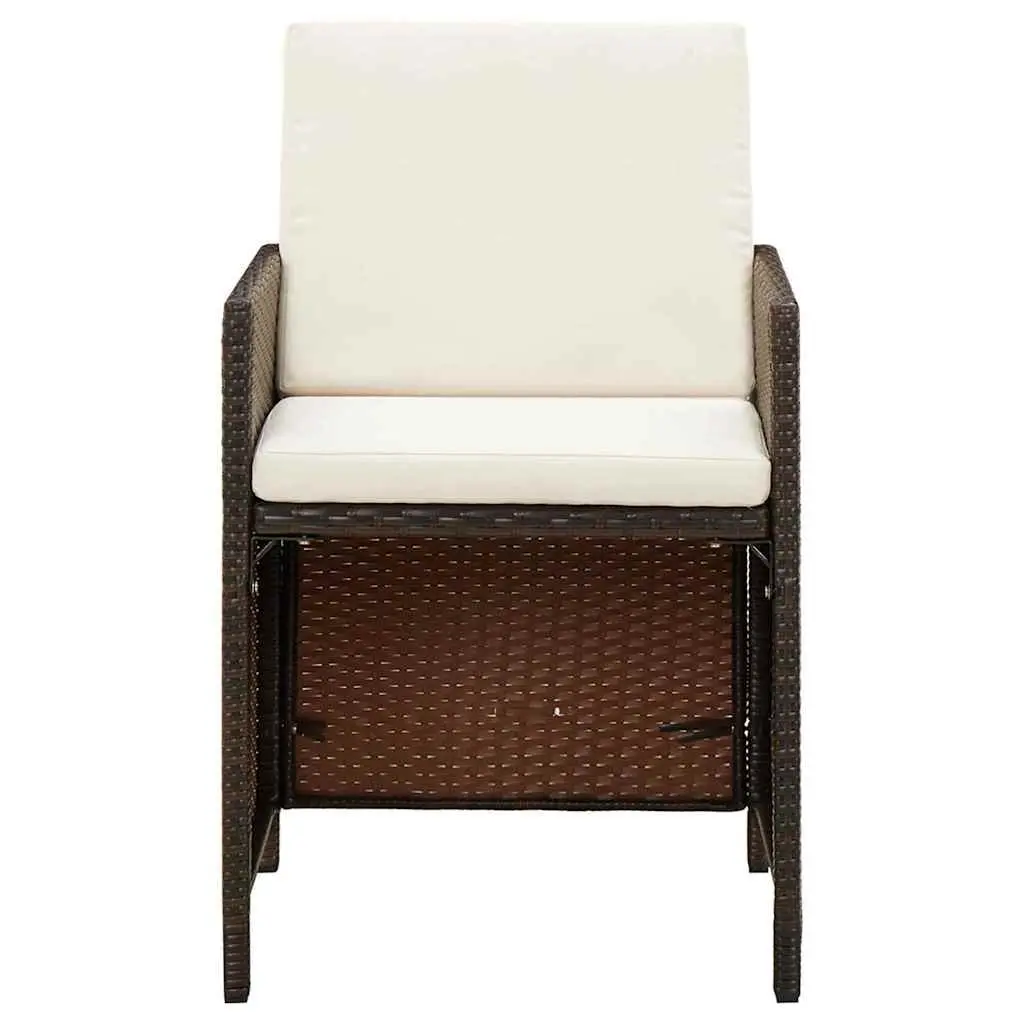 Garden Dining Set Brown 5 Piece Outdoor Patio Furniture PE Rattan with Cushions