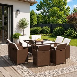 Compact and Stylish 9 Piece Outdoor Dining Set