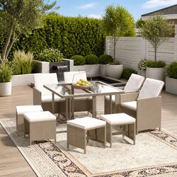 Compact and Stylish 9-Piece Garden Dining Set