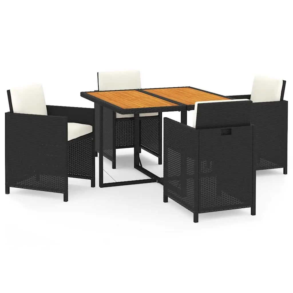 Garden Dining Set 5 Piece Outdoor Furniture PE Rattan Black Patio Table Chairs
