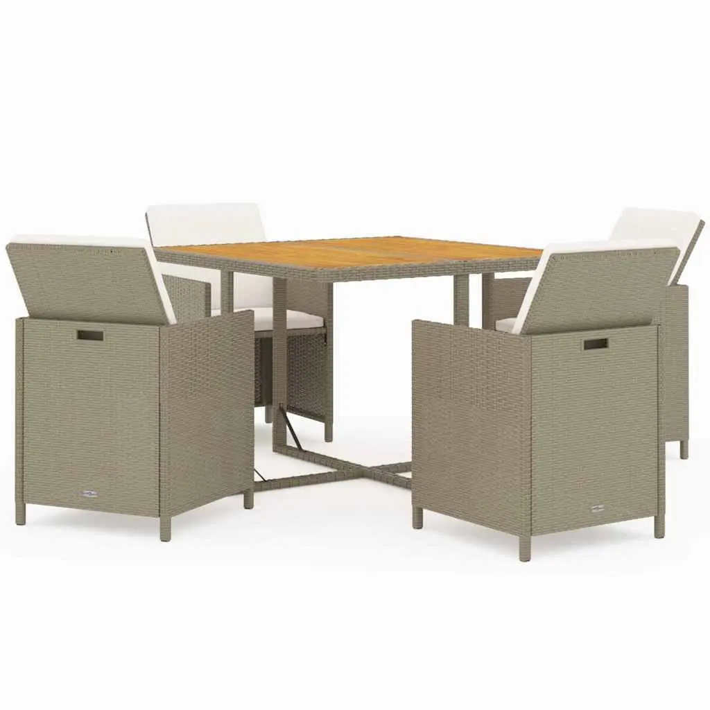 Garden Dining Set 5 Piece Outdoor Furniture PE Rattan Beige Patio Table Chairs