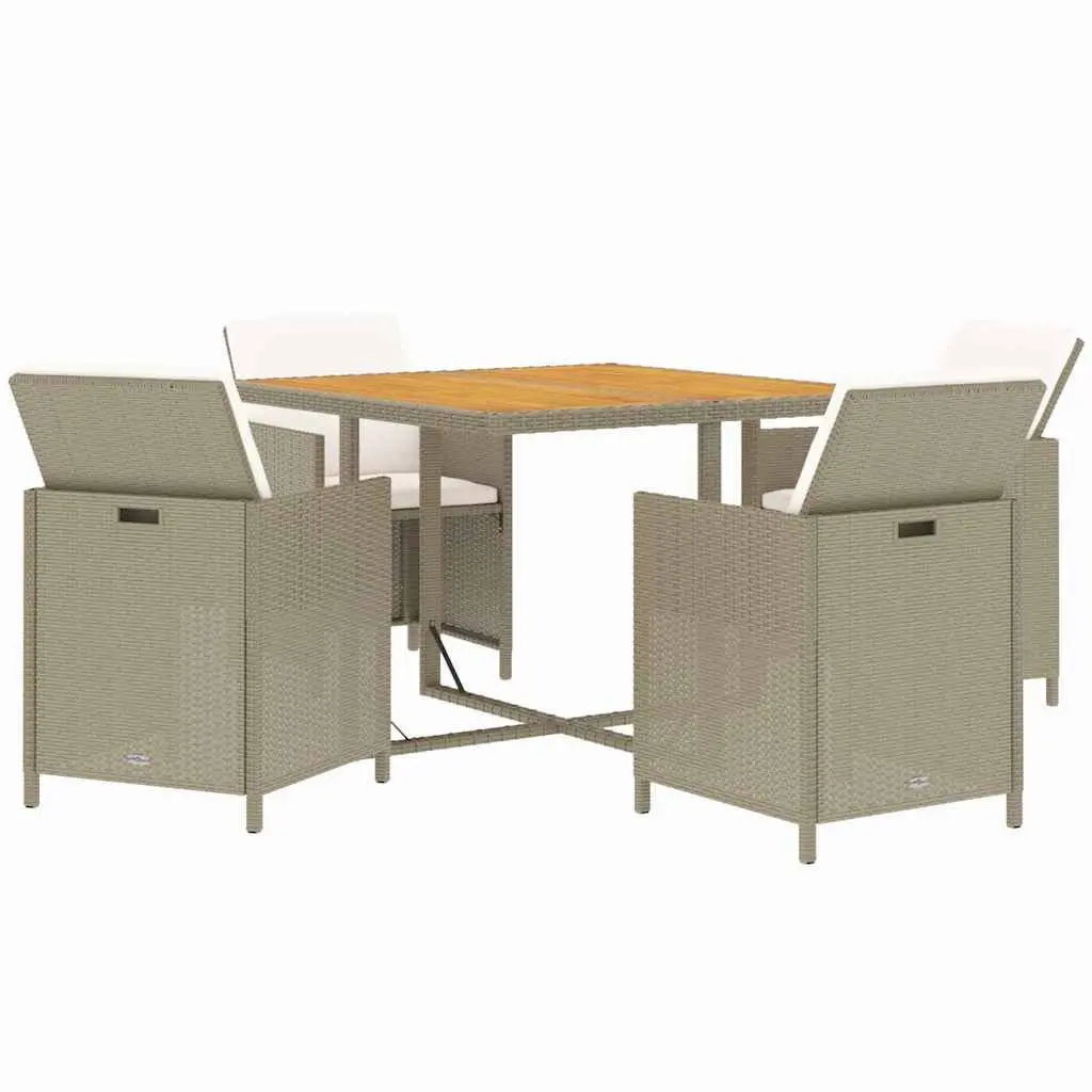 Garden Dining Set 5 Piece Outdoor Furniture PE Rattan Beige Patio Table Chairs