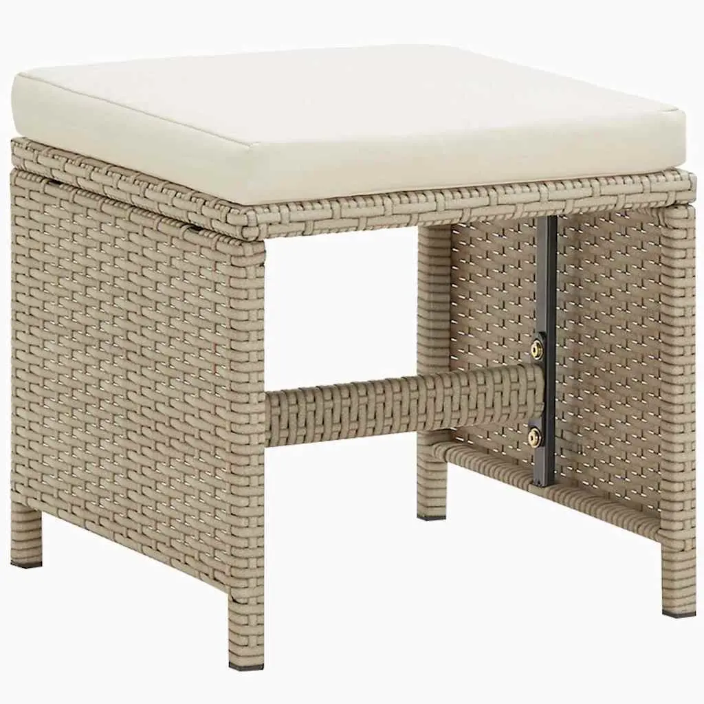 Garden Dining Set 9 Piece Outdoor Furniture PE Rattan Beige with Cushions
