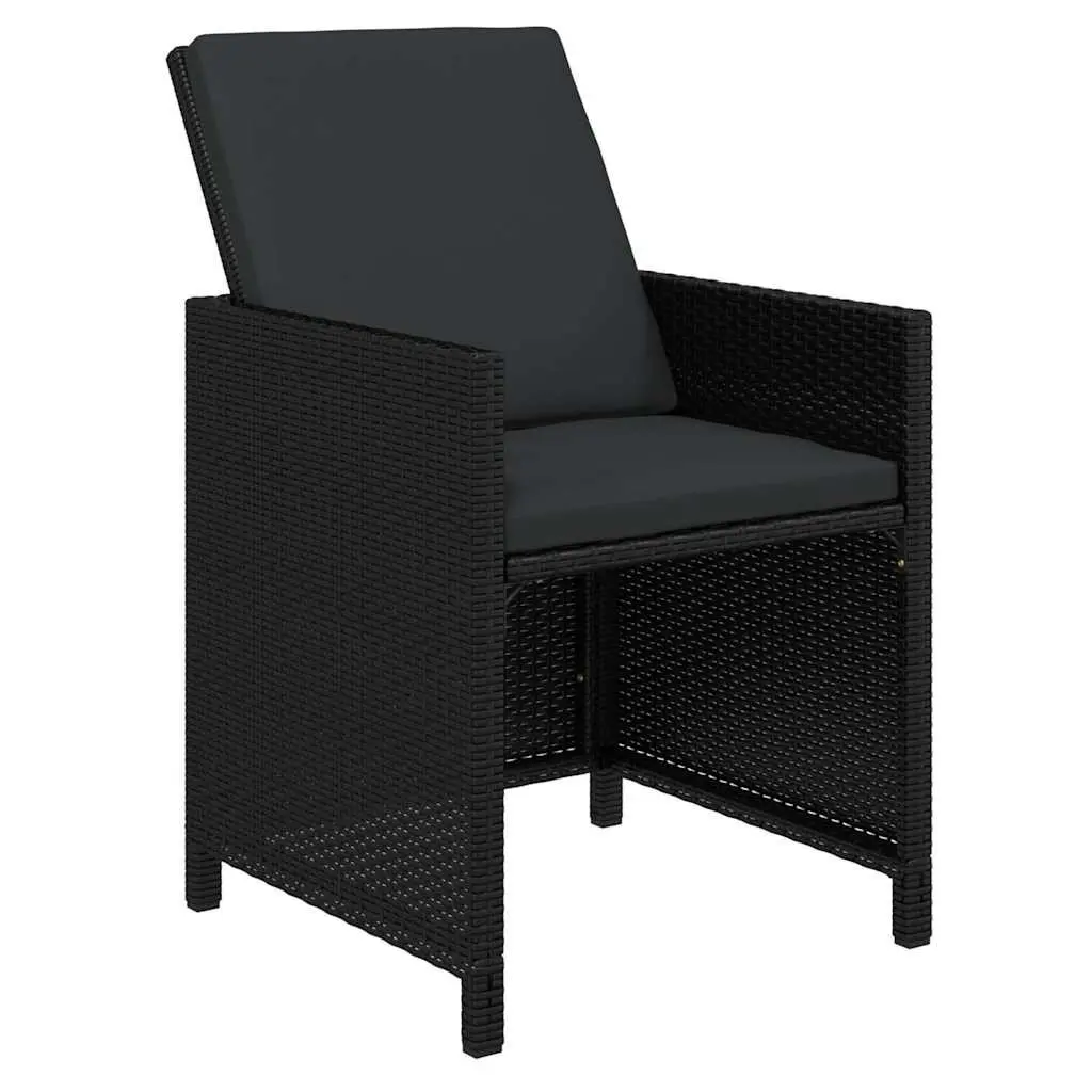 7 Piece Outdoor Garden Dining Set Poly Rattan Chairs Table with Cushions Black