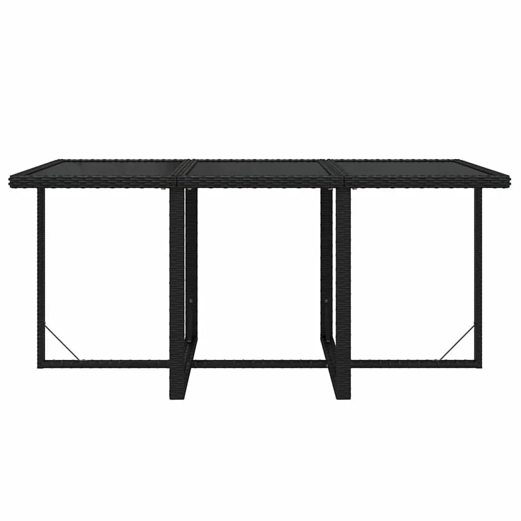 7 Piece Outdoor Garden Dining Set Poly Rattan Chairs Table with Cushions Black