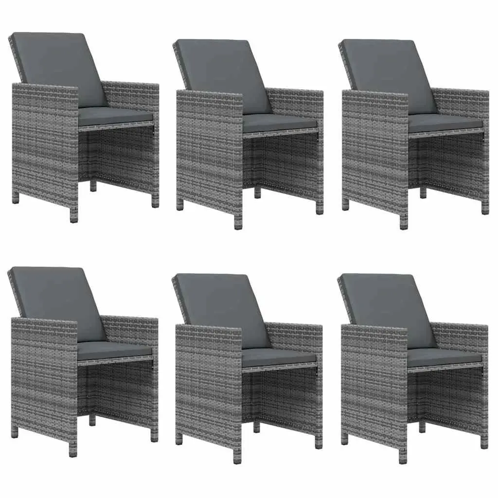 Garden Dining Set 7 Piece Outdoor Furniture Rattan Grey with Cushions Patio