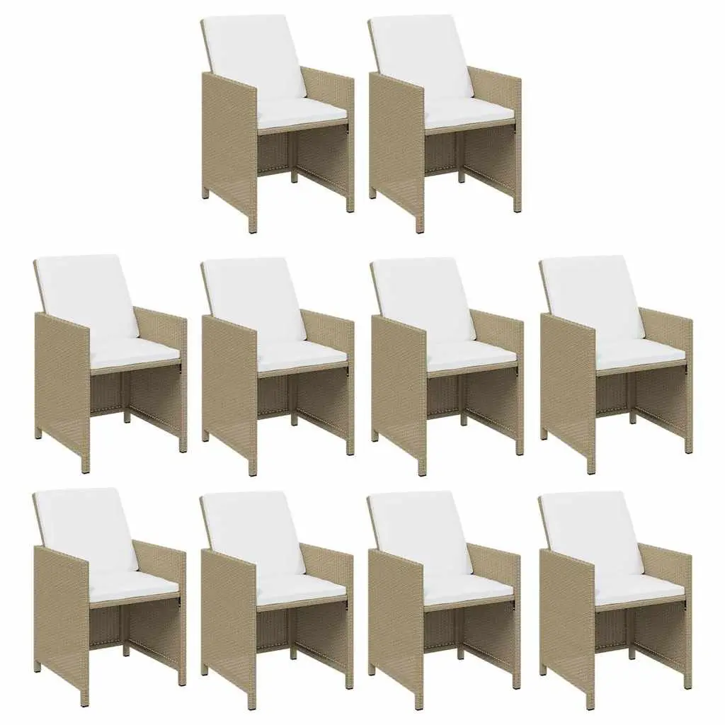 Garden Dining Set 11 Piece Outdoor Furniture PE Rattan Patio Table Chairs Beige