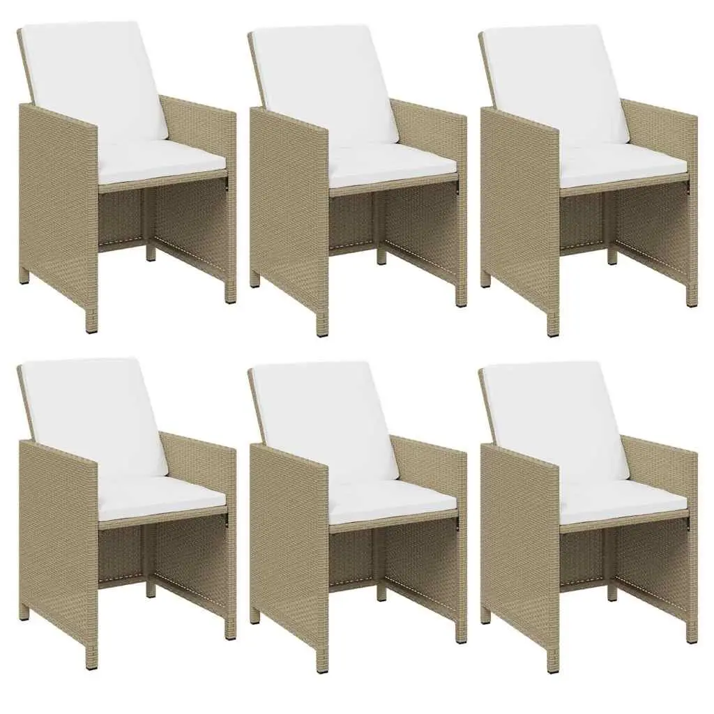 Garden Dining Set 11 Piece Outdoor Furniture Poly Rattan Beige Patio Table